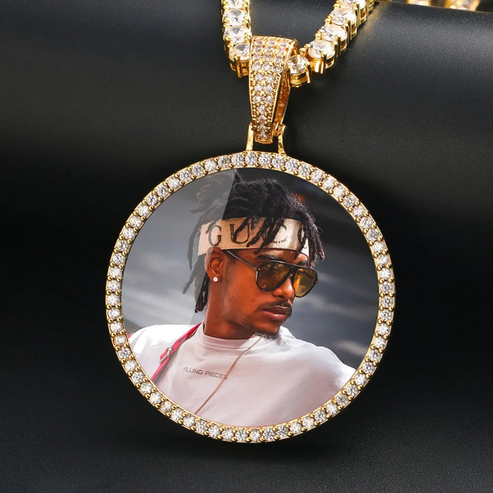 Custom Photo Big Size Round Pendant W/Necklace