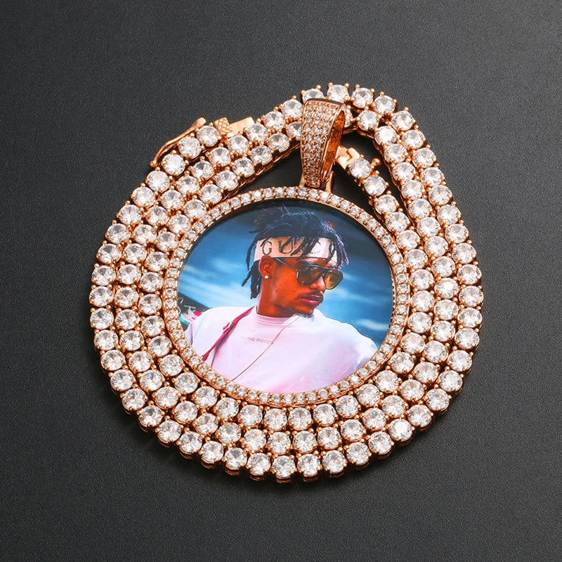 Custom Photo Big Size Round Pendant W/Necklace