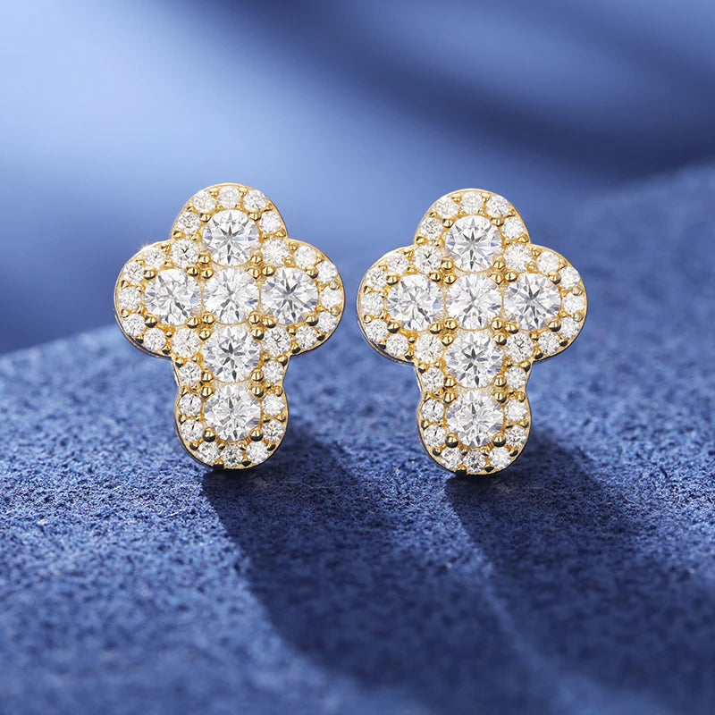 Cross Stud VVS Moissanite Earrings 925 Silver