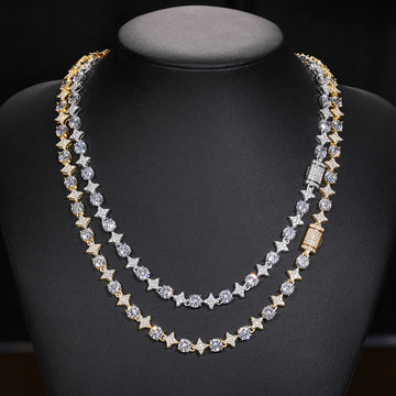 S925 Star Moissanite/CZ Tennis Chain Necklace